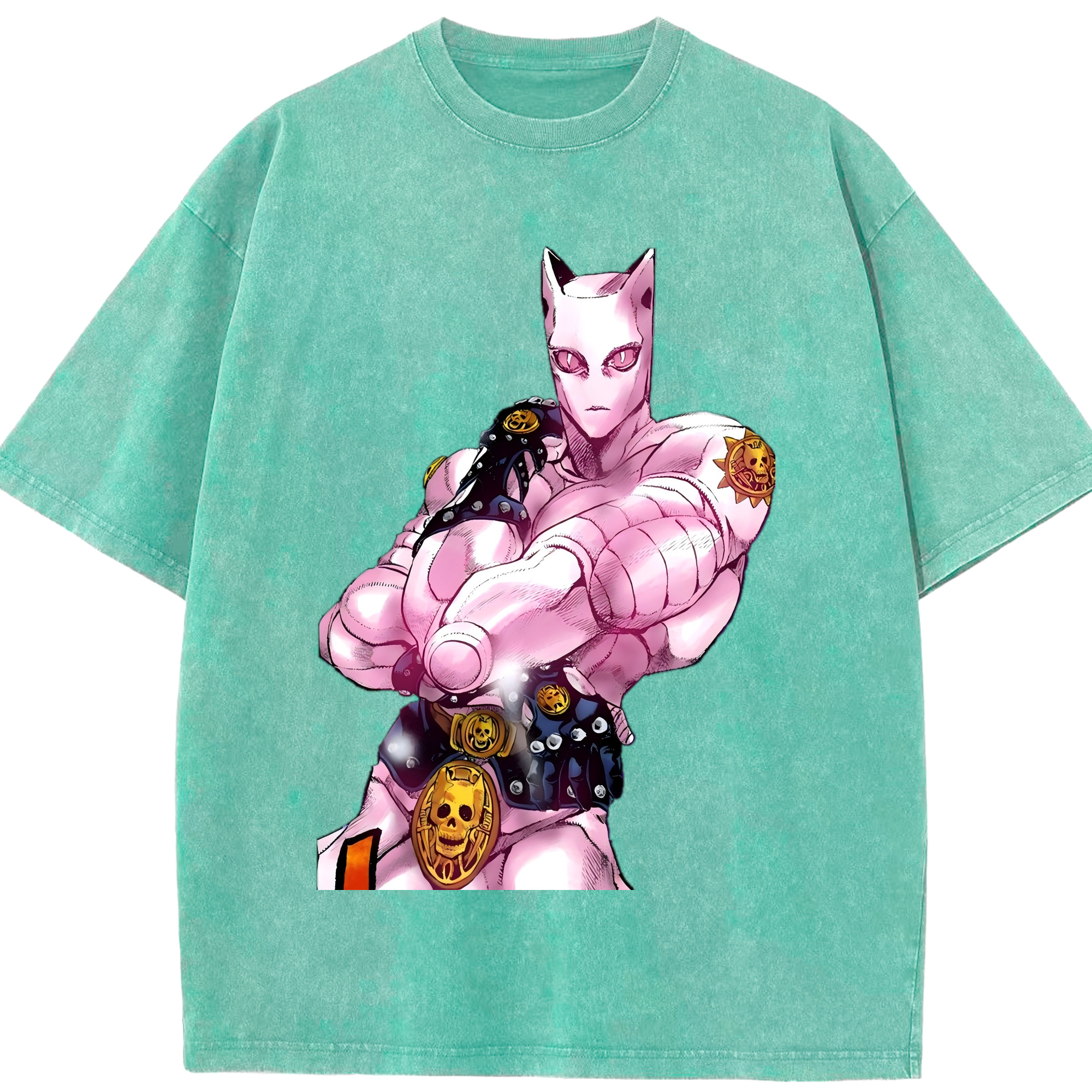 （画像用） ジョジョの奇妙な冒険 きら よしかげ JoJo's Bizarre Adventure Kira Yoshikage 綿100% ヴィンテージ風 半袖Tシャツ（フロントプリント）